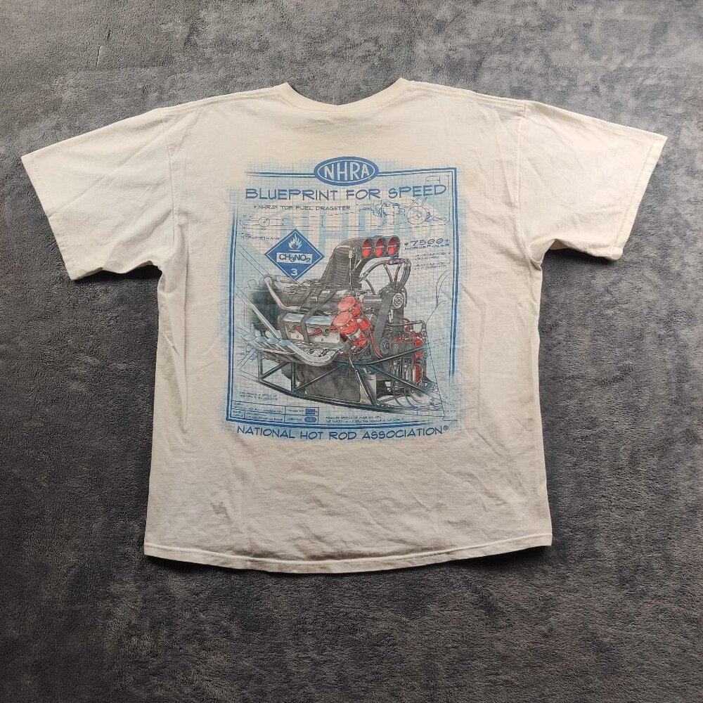 NHRA Shirt Men XL White Short Sleeve National Hot Rod Association Muscle Car USA